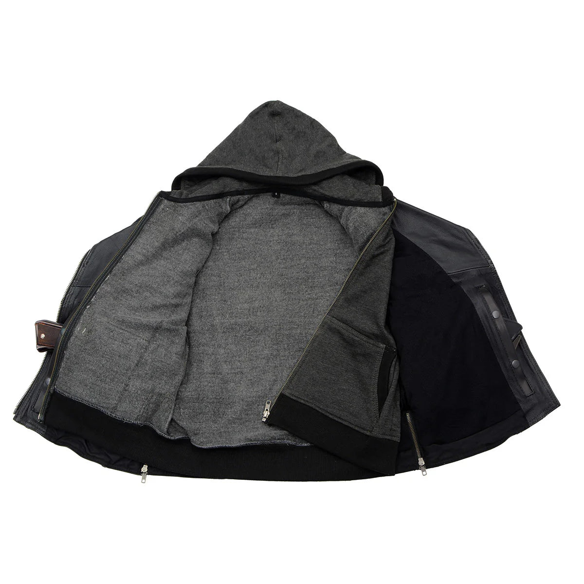 Leather Jacket  (MLL2516) - Women’s Milwaukee Leather Jacket with Hoodie-Black