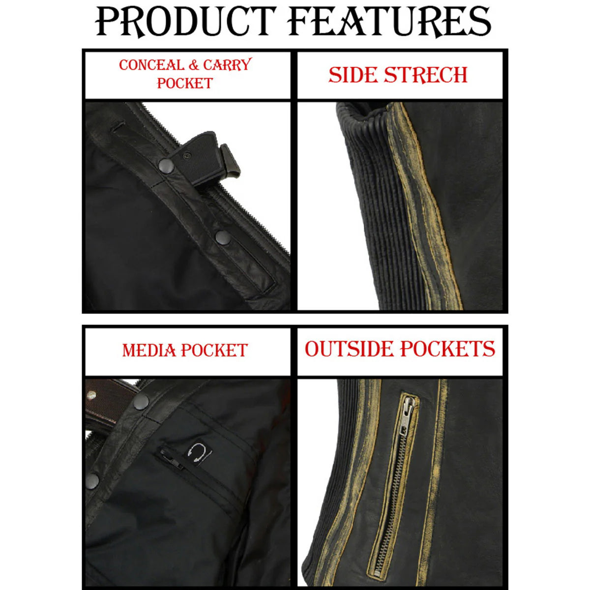 Leather Vest (MLL4527) Women's Distressed Brown Classic Leather Vest