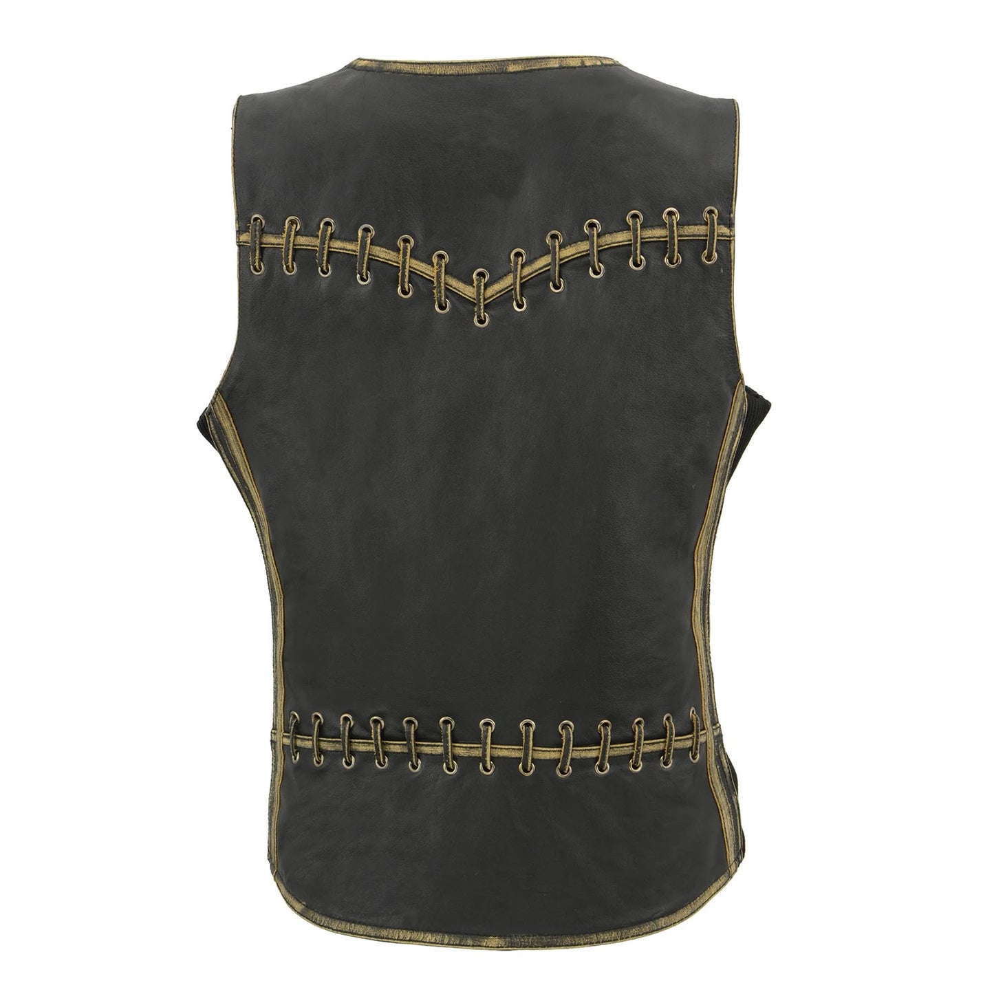 Leather Vest (MLL4527) Women's Distressed Brown Classic Leather Vest