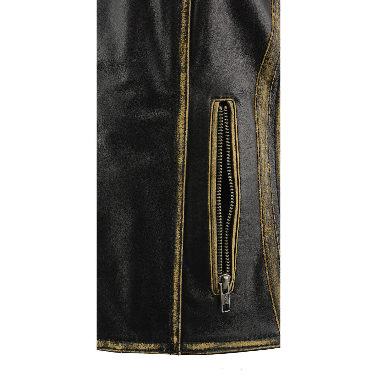 Leather Vest (MLL4527) Women's Distressed Brown Classic Leather Vest