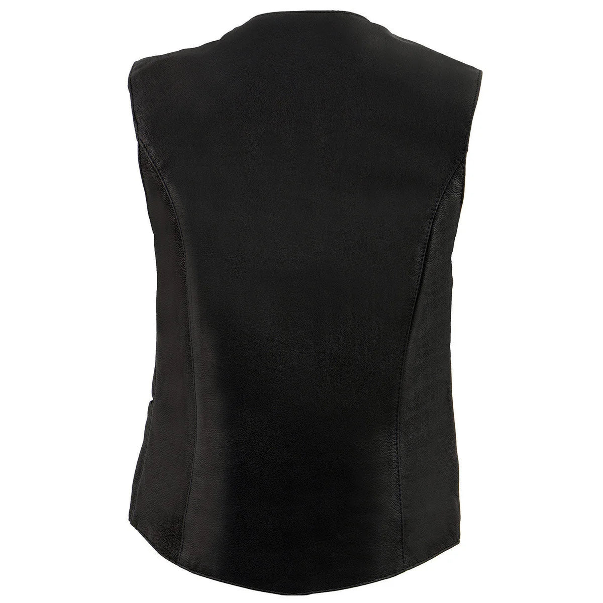 Leather Vest SO (MLL4545) - Premium Leather Lightweight Classic 4-Snap V-Neck Motorcycle Rider Vest