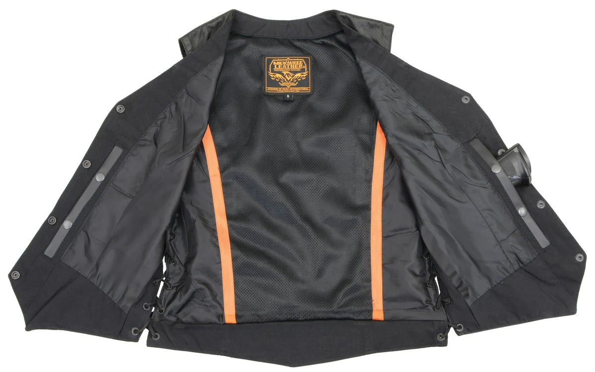 Leather Vest (MLL4546) - Women’s with Gun Pockets