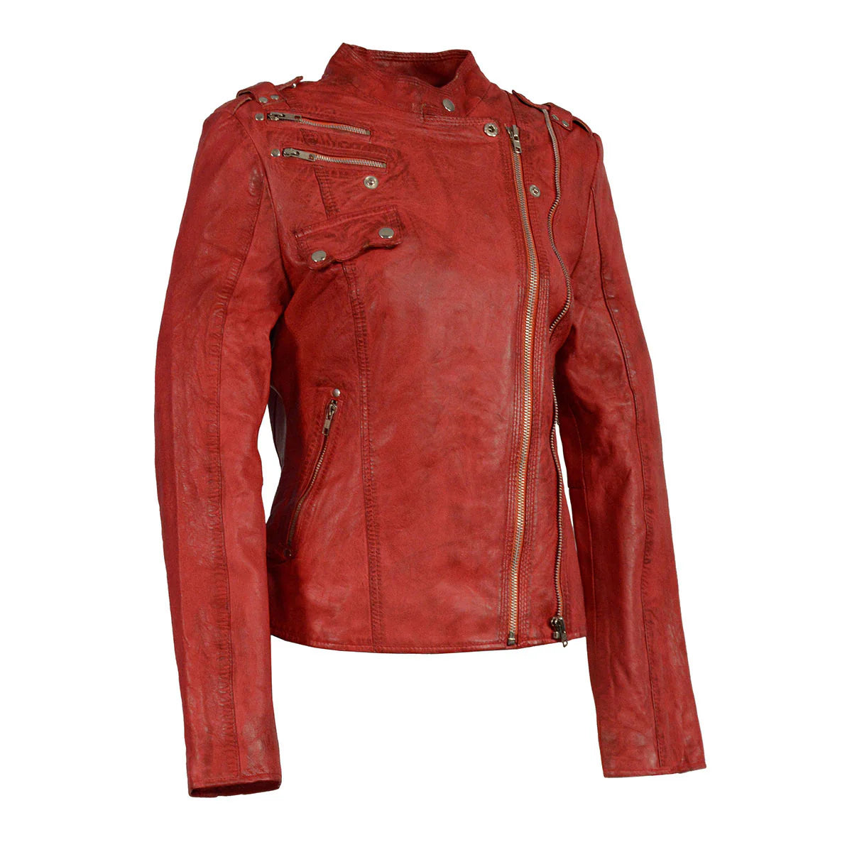 Leather Jacket (SFL2845) - Women's Motorcycle Jacket