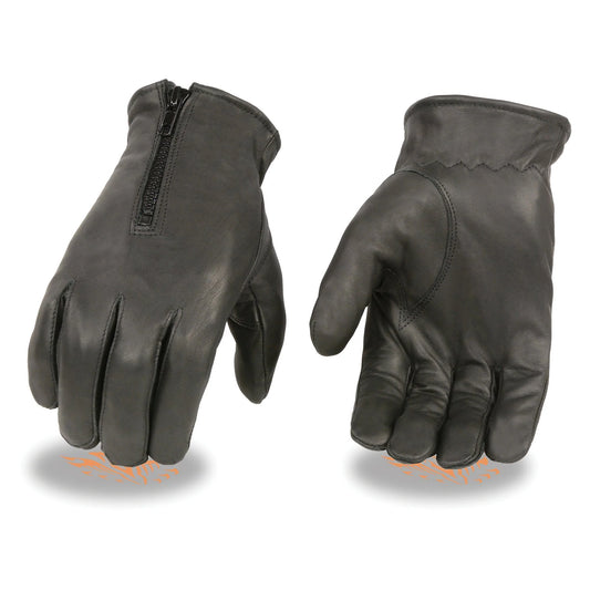 Gloves (SH226TH) - Men’s Milwaukee Leather SH226TH Men's Black Thermal Lined Leather Motorcycle Hand Gloves W/ Wrist Zipper Closure