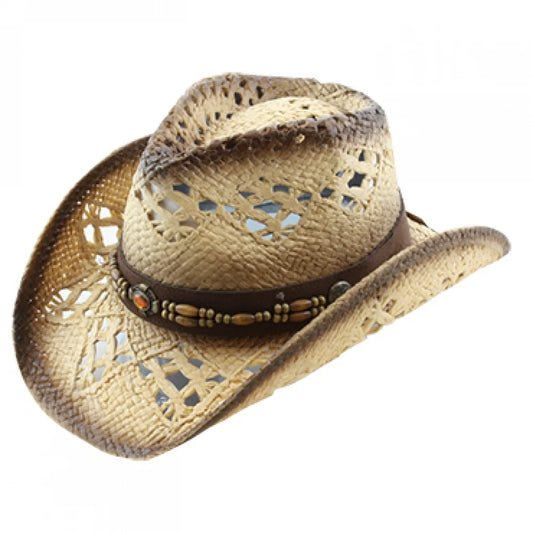 HAT (TX-800) - Toyo Straw Vented Saddleback Western Hat-One Size