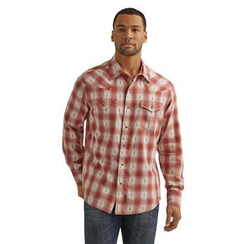 Top Men's SZN (112344563) - Wrangler Retro® Premium Long Sleeve Shirt - Modern Fit Rust