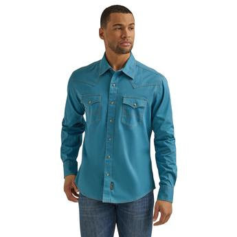 Top Men's SZN (112344555) - Wrangler Retro® Premium Long Sleeve Shirt - Modern Fit Turquoise