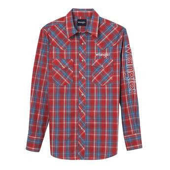 Top Men's SZN (112344433) - Wrangler® Logo Long Sleeve Shirt - Red