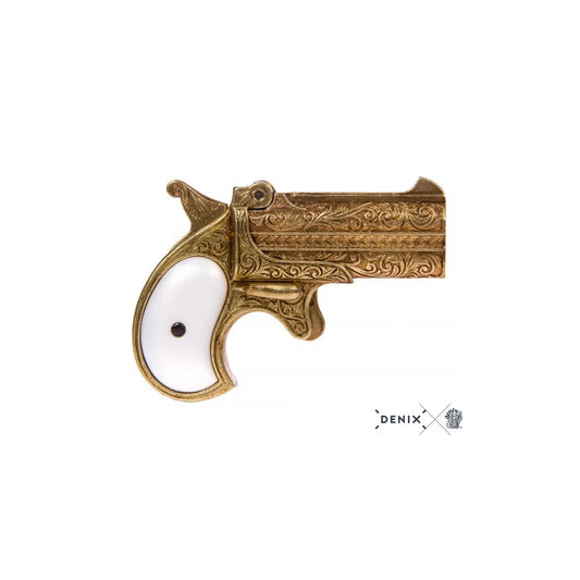 Replica Gun (071262L) - USA 1866 Replica Double-Barreled 41 Caliber Derringer Brass Pistol