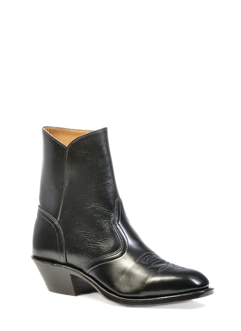 Boot Men's (1114) - 7" Western Toe Western Dress Boot with Side Zipper in Torino Black