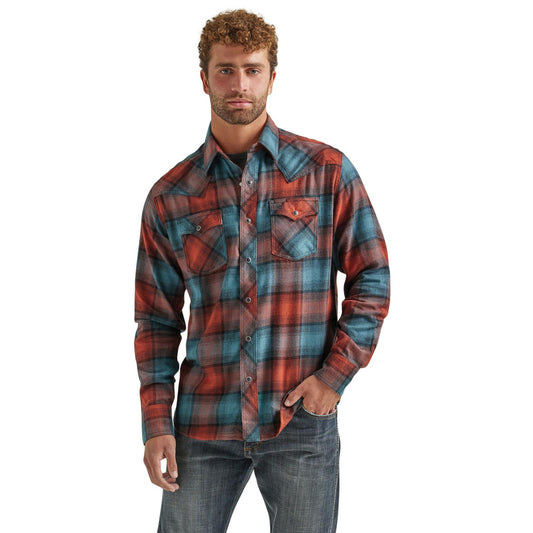 Top Men's DC (112337458) - Wrangler® Retro Premium Long Sleeve Snap Shirt, Modern Fit in Multi