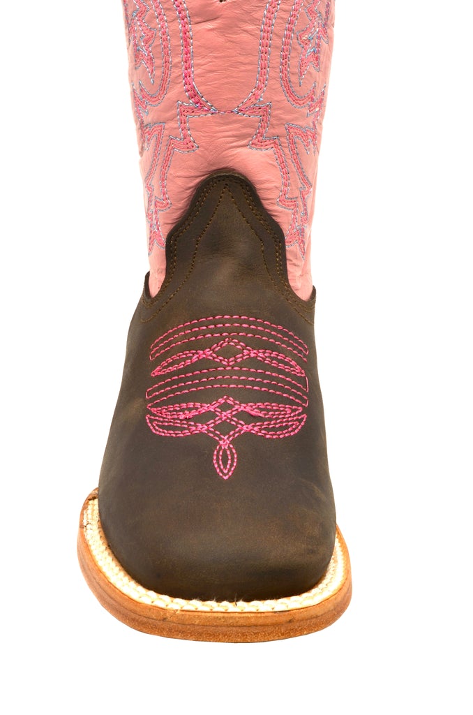 Boot Kids (3102) - Kid's Rodeo Boots in Chocolate & Pink