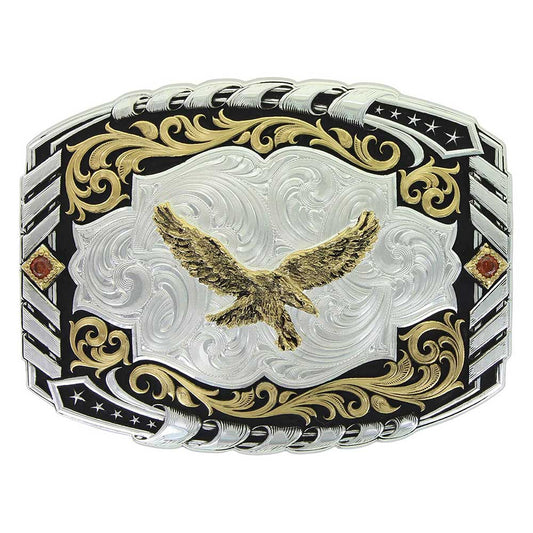 Buckle (34800-696) - Two Tone Cantle Roll with Soaring Eagle