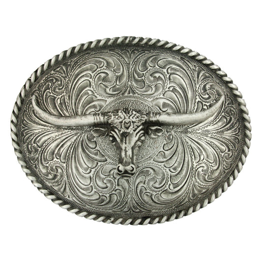 Buckle (61028) - Oval Longhorn Classic Antiqued