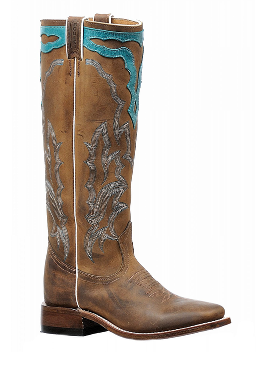 Boot Women's SO (6205) - Boulet 16" Wide Square Toe in Hillbilly Golden & West Turquesa