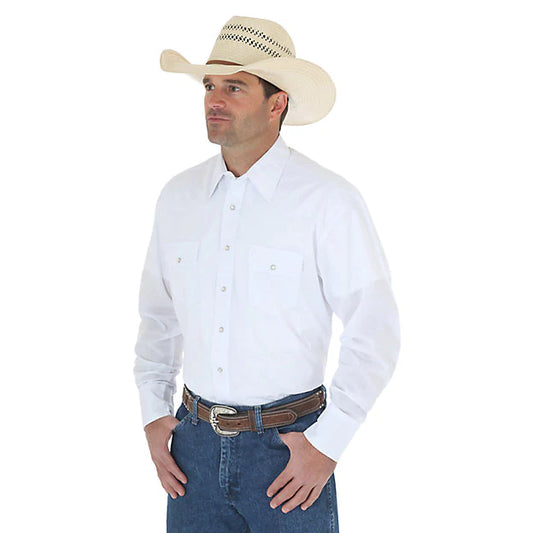 Top Men's (71105WH) - Wrangler® Sport Western Snap Shirt in White