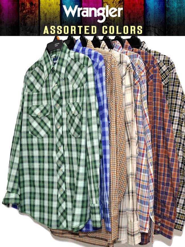 Top Men's (75204PP) - Wrangler® Sport Western Snap Shirt Long Sleeve Plaid
