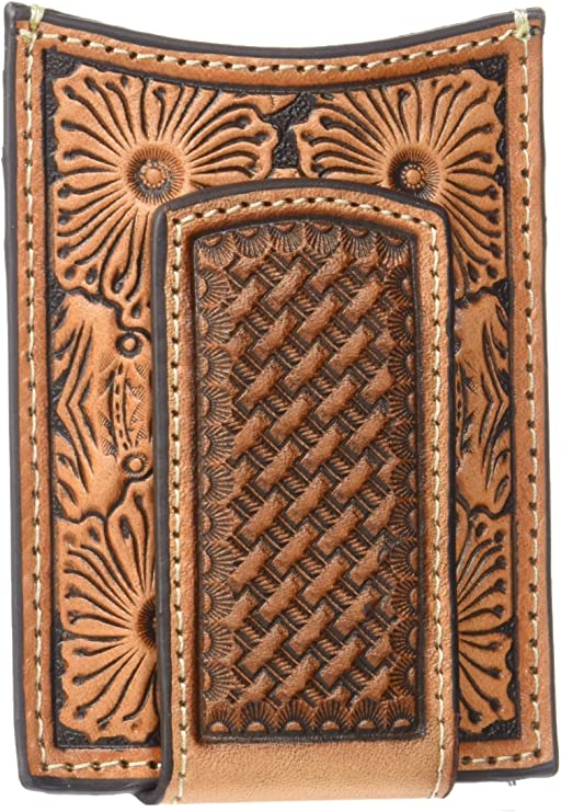 Money Clip DC (IF-7) - Ariat Two-Tone Floral Basket Weave