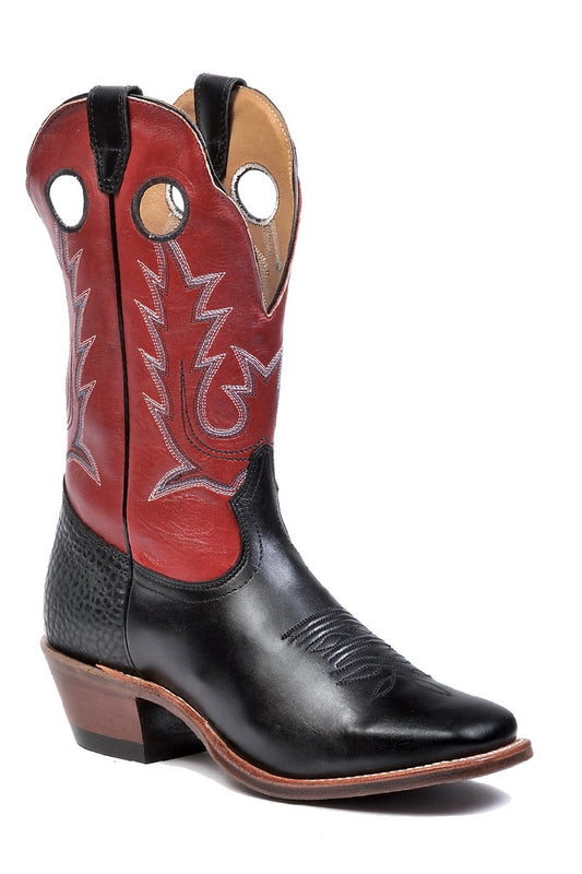 Boot Men's SO (8169) - 12" Vintage Square Toe in Torino Black Calf and Deerlite Red