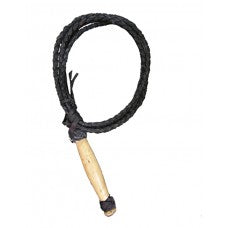 Whip (8331) - Black Leather Whip with Revolving Wood Handle