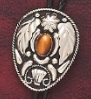 Bolo Tie (AC55TE) - Silver and Black Oval with Tiger's Eye Stone