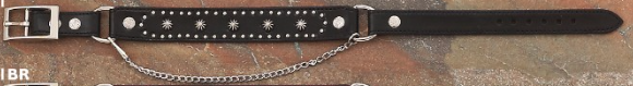 Boot Strap (BBR-21) - Black Leather with Studs and Conches