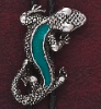 Bolo Tie (1751) - Silver and Turquoise Lizard