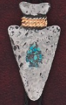 Bolo Tie (2402) - Silver with Turquoise Stone Arrowhead
