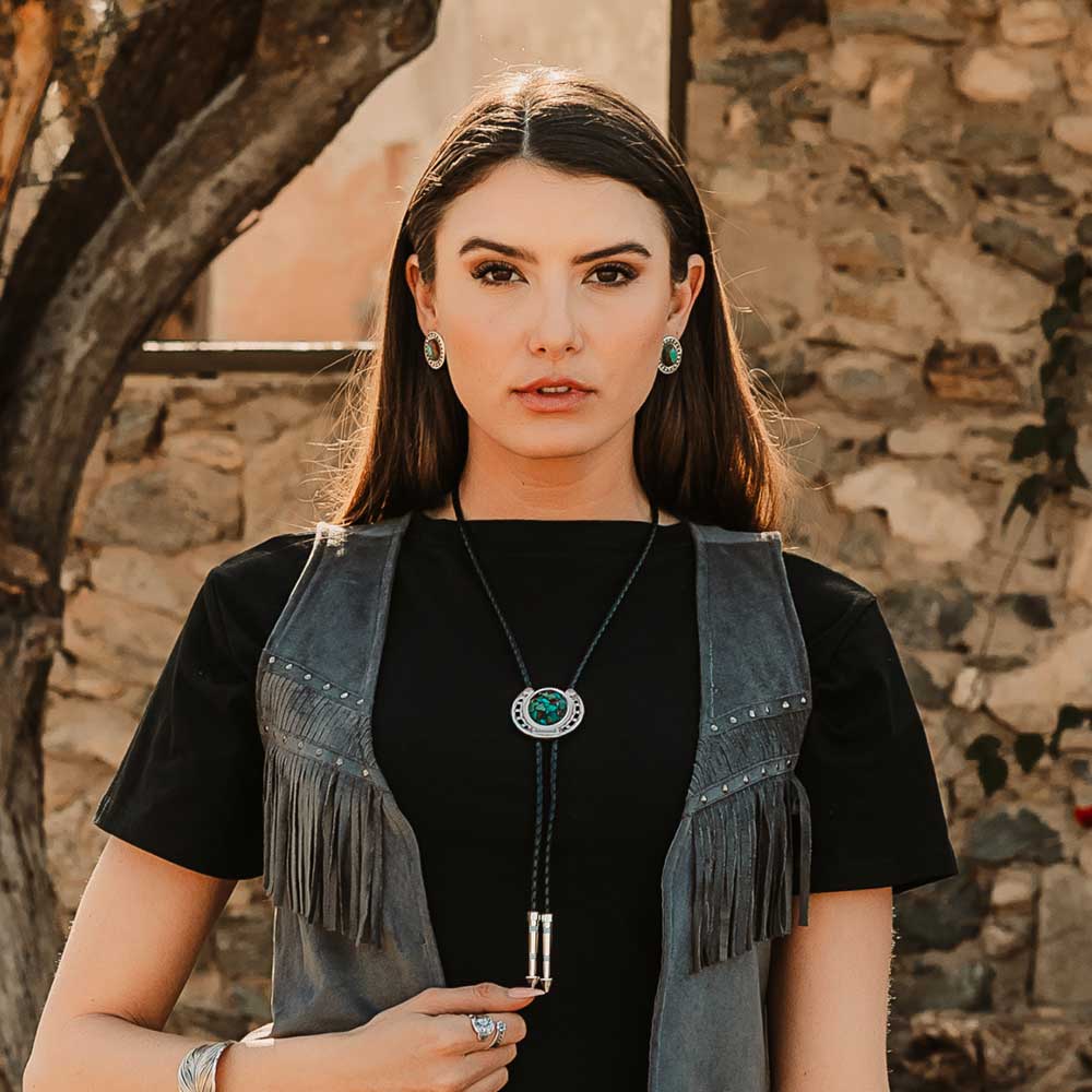 Bolo Tie (BT5150) - The Pioneer's Turquoise Bolo Tie