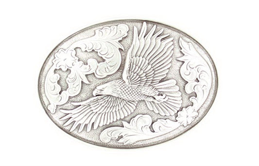 Buckle (37044) - Silver Oval Eagles Engraved