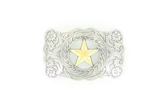 Buckle (37232) - Rectangle Silver with Gold Ranger Star Engraved