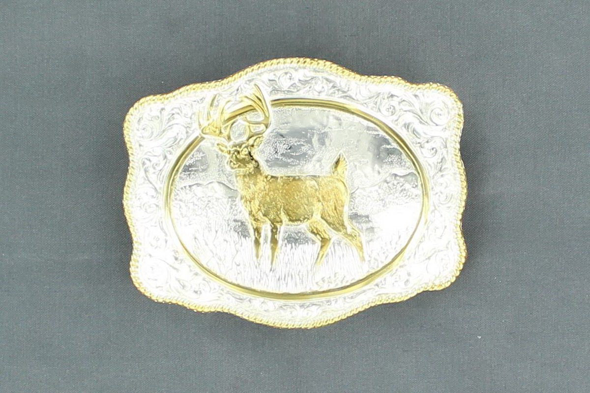 Buckle (38062) - Silver Rectangle with Gold Buck