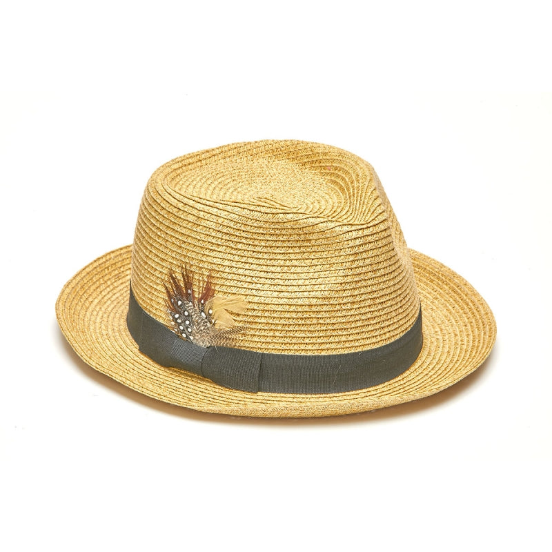 Hat (FD-0820) - Ribbon Braid One Size Fits Most Fedora Wave Hat in Sand