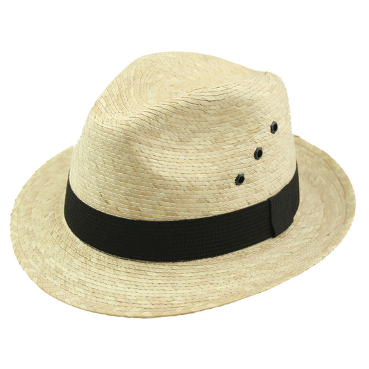 Hat (FD-900) - Cain Palm Leaf Straw Unisex Fedora