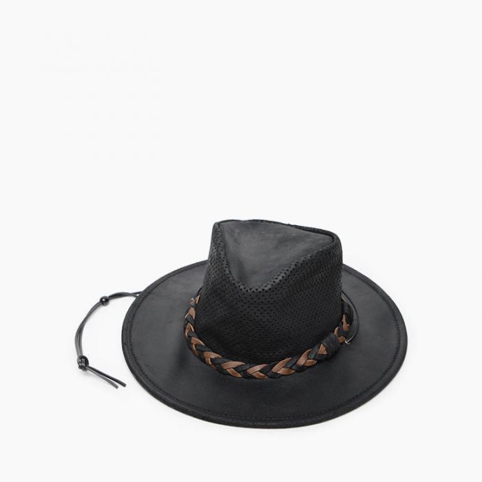 Hat (9539) - Minnetonka Airflow Fold Up Outback Hat - Black