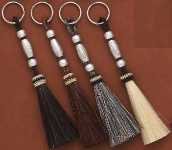 Keychain (HH80FF-ASST) - Horsehair with Silver Beads Assorted Colours