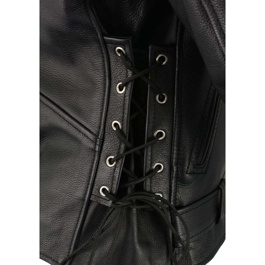 Leather Jacket (LKM1711) - Men’s Police Style with Gun Pockets