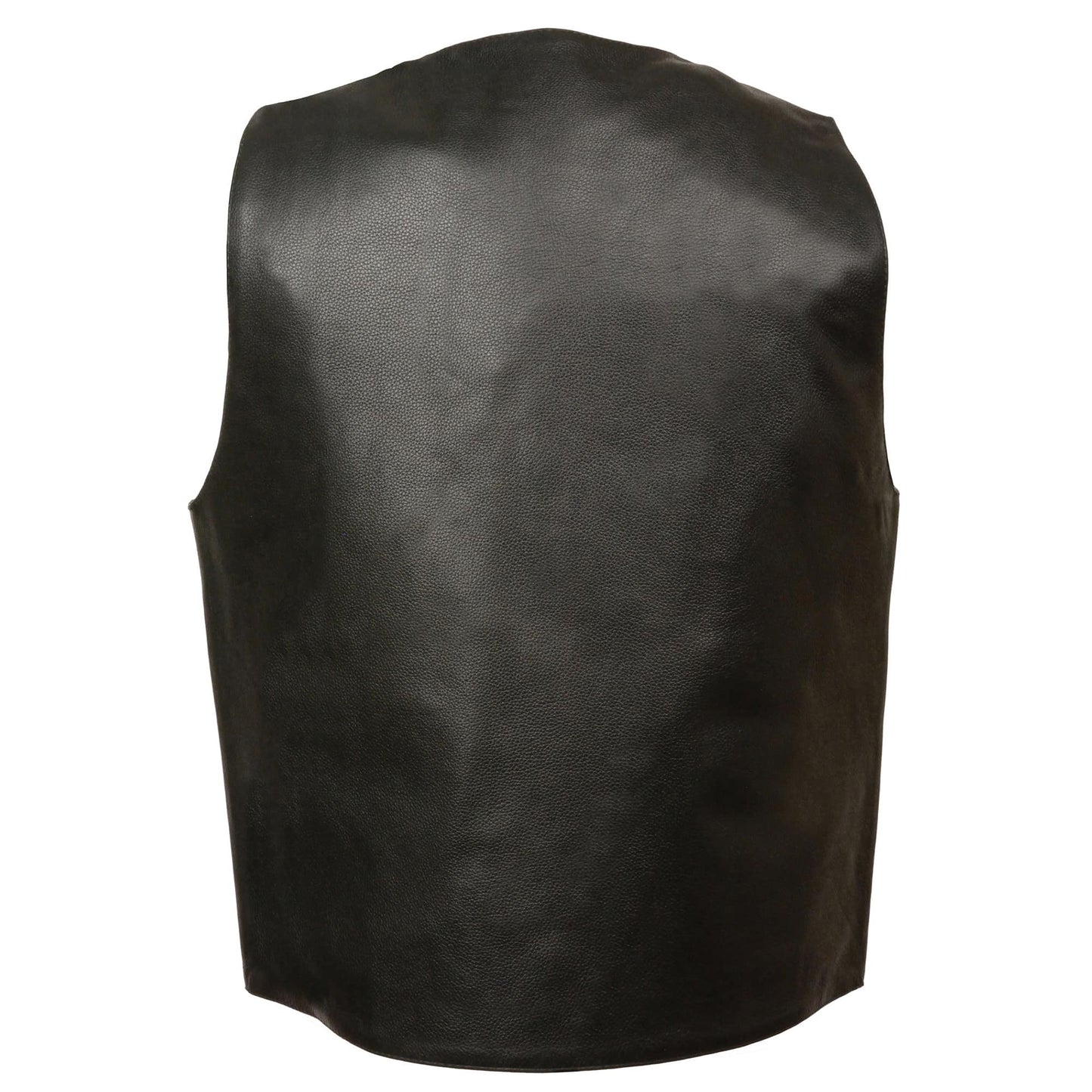 Leather Vest (LKM3700) - Men’s Plain Side Vest with Buffalo Snaps