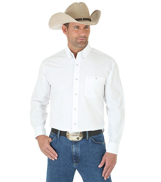 Top Men's (MGS268W) - Wrangler® George Straight Collection Long Sleeve Button Up in White