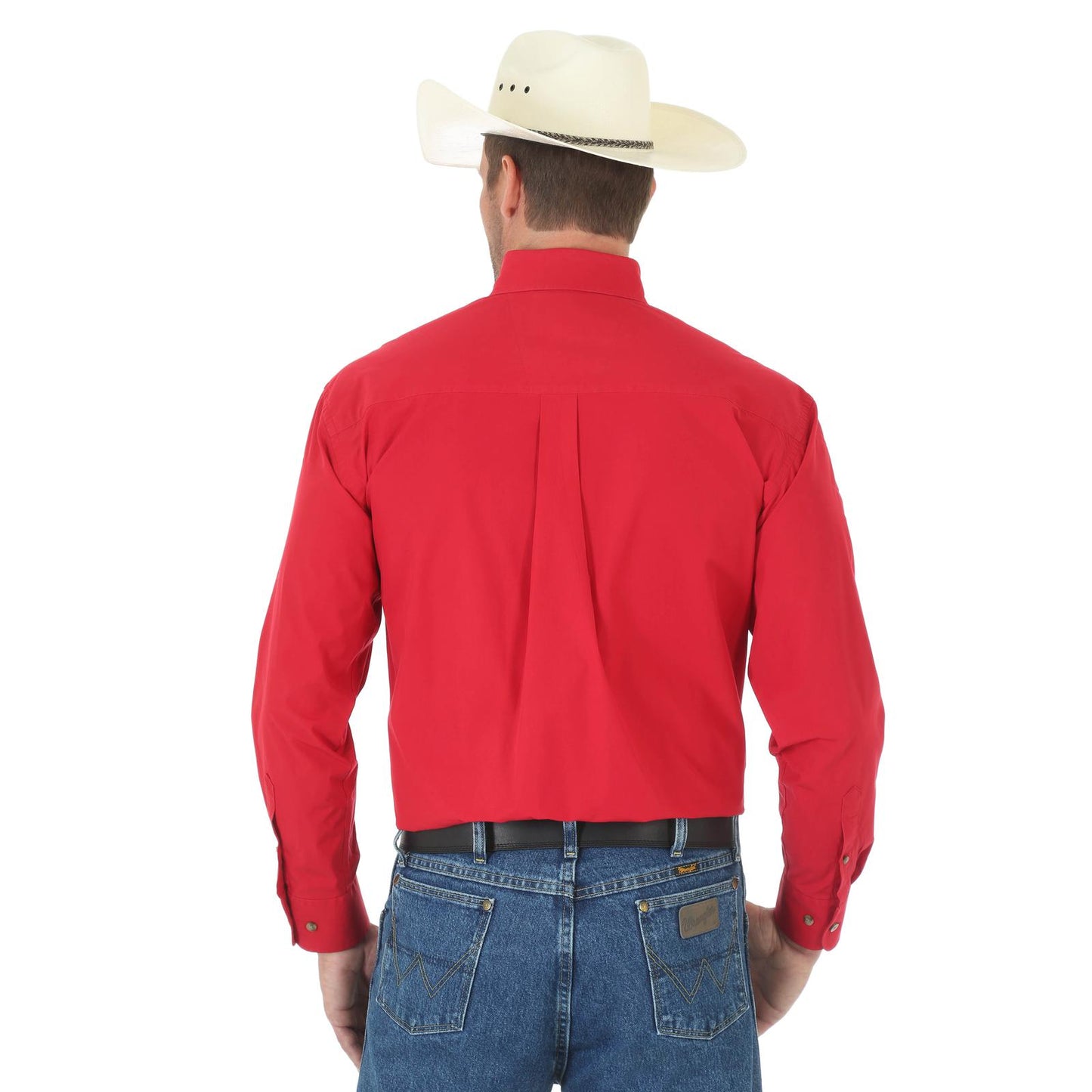 Top Men's (MGS274R) - Wrangler® George Straight Collection, Long Sleeve Shirt in Red