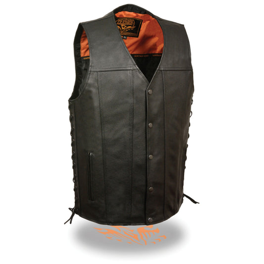 Leather Vest (MLM3520) - Men’s Straight Bottom Side Lace