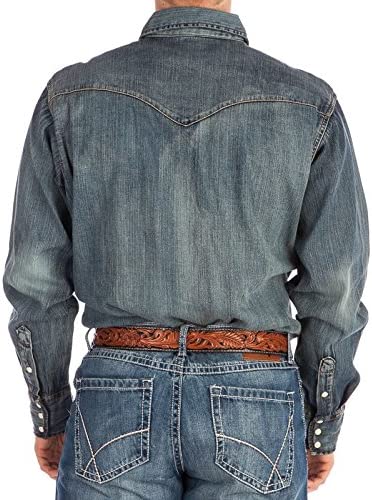 Top Men's (MS1039W) - Wrangler® Authentic Cowboy Cut® Work Shirt Antique Blue