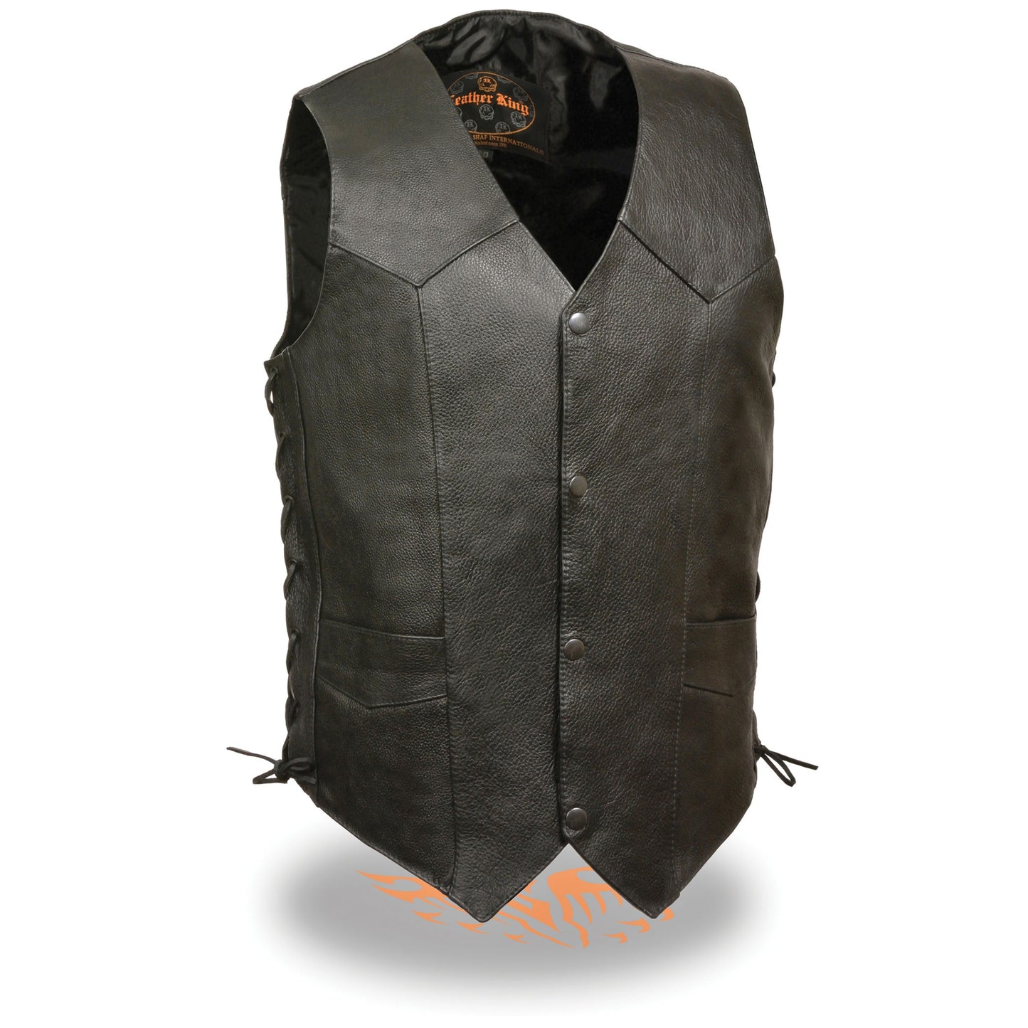 Leather Vest (SH1315) - Men’s Classic Side Lace Biker Vest