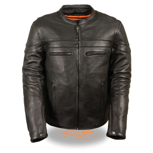 Leather Jacket (SH1408) - Men’s Sporty Scooter Crossover Jacket
