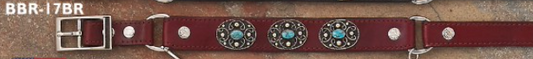 Boot Strap (BBR-17BR) - Brown Leather with Turquoise Stone