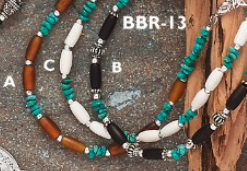 Necklace SO (BBR-13) - Turquoise & Bone Choker / Boot Jewelry