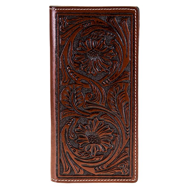 Wallet DC (XWC3-2) - Twisted X® Tooled Floral Design Leather Rodeo Wallet in Tan
