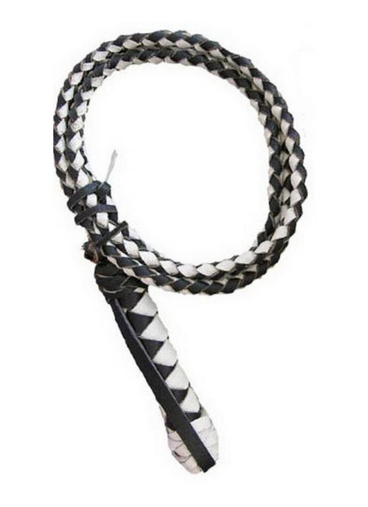 Whip (8344) - Two Tone Black & White Leather Whip
